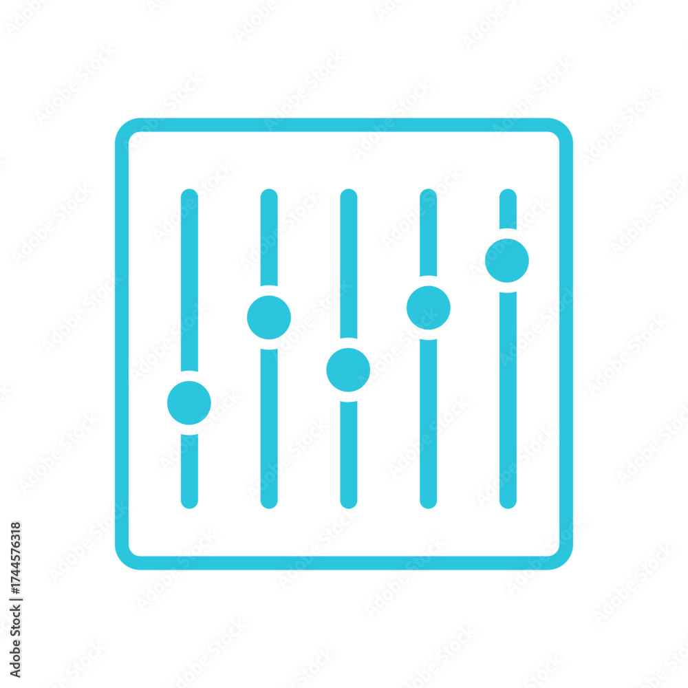 Fototapeta premium Control Panel Icon,Isolated on White Background, Blue Icon