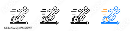 Sprint vector outline icon set with line weight and two color variation, ideal for UI, apps, agile workflow, productivity, project management and business.