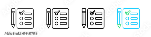 Task vector outline icon set with line weight and two color variation, ideal for UI, apps, productivity, organization, workflow and business.
