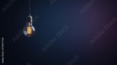 Wallpaper Mural Vintage light bulb hanging against a dark gradient background, creating a moody atmosphere Torontodigital.ca