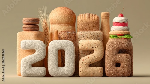 Stylish Bakery Display of Year 2026 Sculpted in Various Baked Goods and Treats