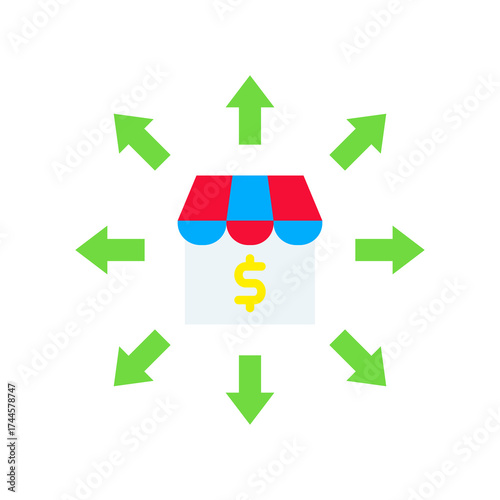 Market Expansion flat icon