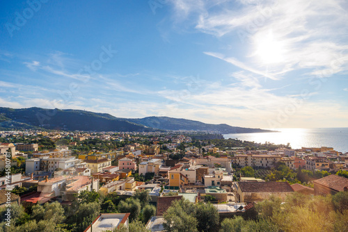 Scenic views looking towards Vesuvius National Park from the city of Sorrento in southern Italy
