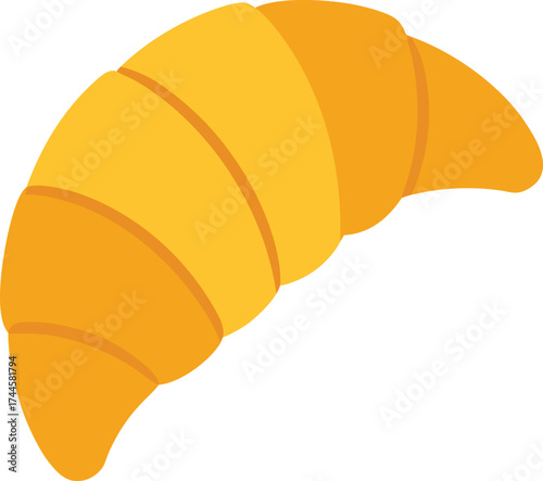 Flat Design Croissant Vector Icon, Golden Yellow Pastry Graphic