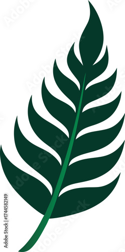 Stylized Dark Green Tropical Frond Vector Illustration