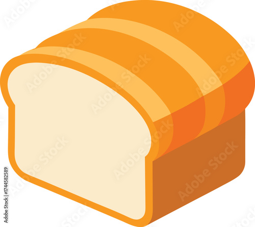 Isometric Loaf of Sliced Bread Vector Graphic