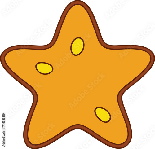 Cute Cartoon Golden Starfish or Star Cookie Vector