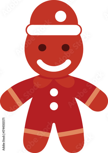 Cute Christmas Gingerbread Cookie in Santa Suit Vector