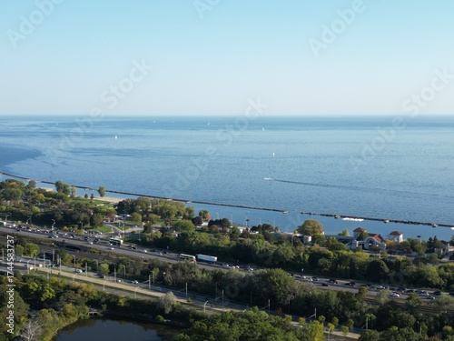 Aerial view of Toronto Island from High Park