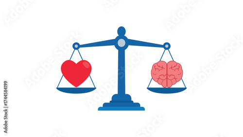 Heart and Brain Icons Flat Illustration