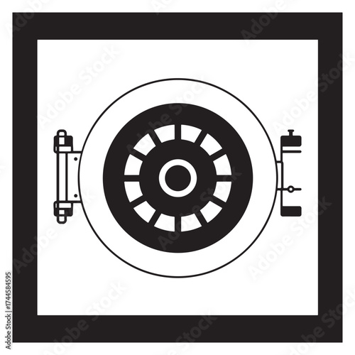 Detailed schematic illustration of a car clutch assembly in black and white
