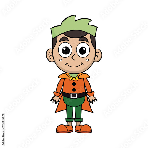 Cute Cartoon Boy Character with Halloween Costume