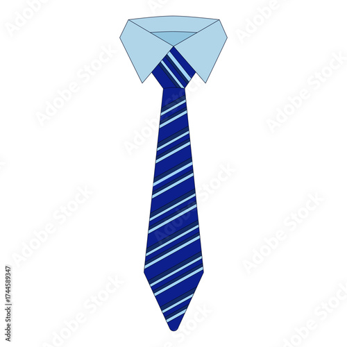 Formal Blue Striped Tie with Collared Shirt - Elegant Neckwear for Professional Attire
