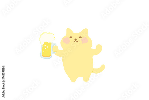 ビールで乾杯するかわいい猫のベクターイラスト素材
