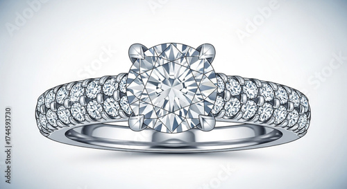 Elegant diamond engagement ring is sparkling