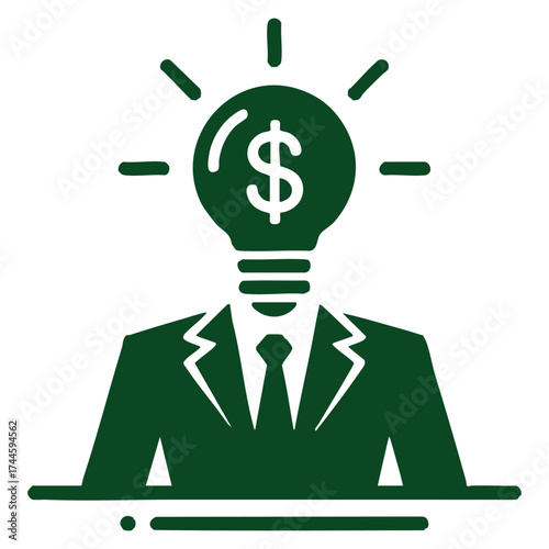 Businessman vector illustration icon for green idea innovation minimalist design perfect for eco friendly, sustainable, creative, and modern business themed artwork