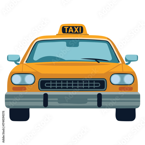 Car color icon of a taxi automobile isolated on white background. Vector illustration perfect for transport, vehicle, and automotive themed designs