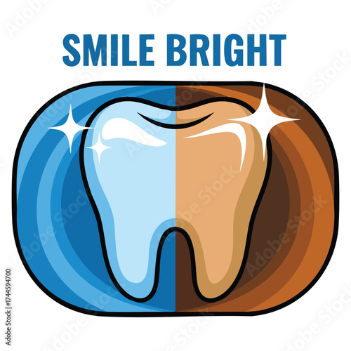 Cartoon flat vector illustration healthy tooth with tooth decay comparison ideal for oral hygiene medical motivational poster banner and healthy lifestyle design