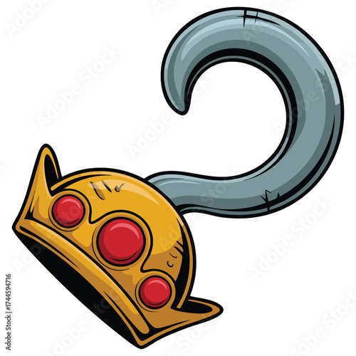 Cartoon hook arm vector illustration cartoon style isolated design element ideal for pirate theme fantasy artwork halloween or costume decoration designs