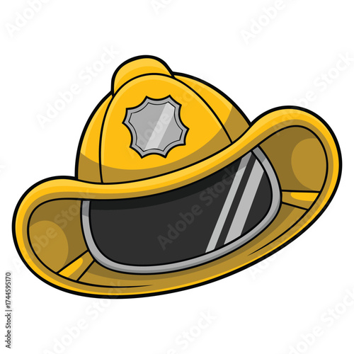 Fireman hat vector illustration isolated design element suitable for firefighter safety equipment emergency service or rescue protection themed artwork