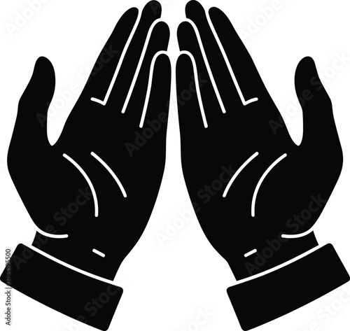 Silhouette hands in prayer, spiritual gesture, religious symbol, hope, faith, meditation, worship, unity, peace, blessing, divine connection, spirituality