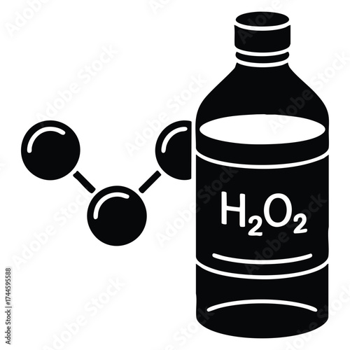 Hydrogen peroxide glyph icon vector illustration medical treatment first aid medication fluid drug isolated on white perfect for healthcare medical concept designs