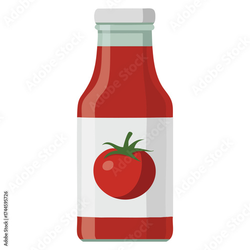 Ketchup bottle vector illustration perfect for condiment packaging, culinary design, tomato sauce, food themed artwork, and cartoon flat style isolated creative designs