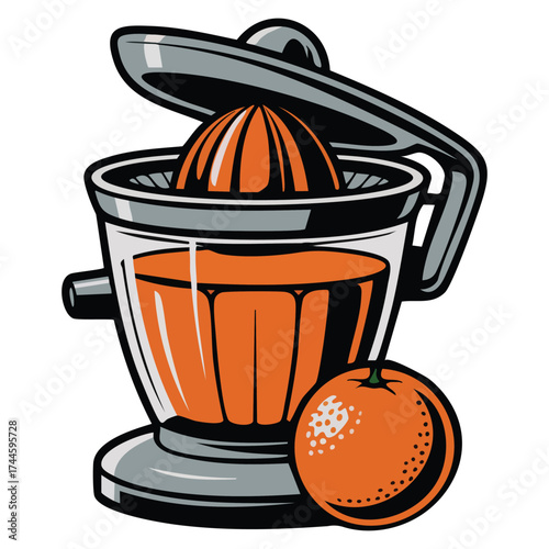 Kitchen juicer concept vector illustration for poster banner website perfect for preparation of tasty healthy drinks from fruits vegetables vitamins and nutrients