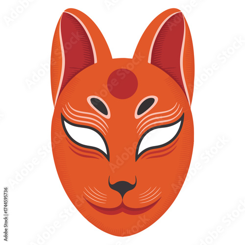 Japanese fox mask icon vector illustration representing traditions culture and religion perfect for clothing accessory holidays Asian festivals or mascot designs