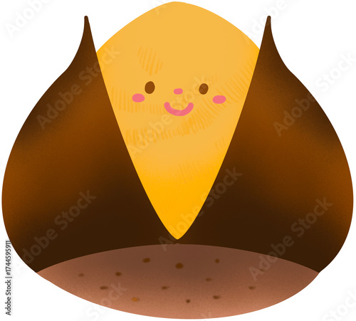 한국 겨울 길거리 음식 ‘군밤 캐릭터’ 일러스트. Png