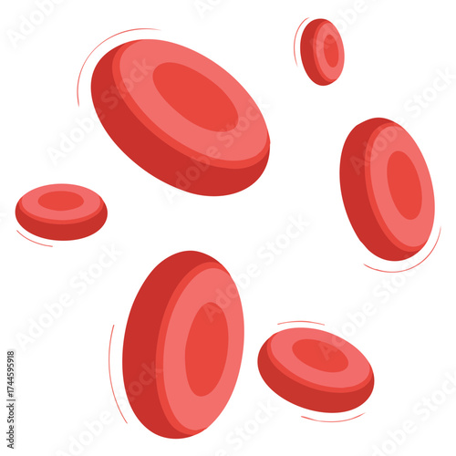 Medical icon vector illustration with red blood cells or erythrocytes perfect for biochemical analysis, diagnosis, testing, social media, and cartoon flat design