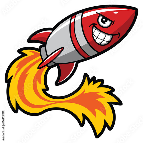 Rocket cartoon mascot vector illustration perfect for space, astronomy, kids design, school projects, gaming, or playful creative artwork themes