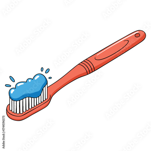 Toothbrush vector illustration with toothpaste perfect for dental care, hygiene, kids, bathroom, and creative health lifestyle designs