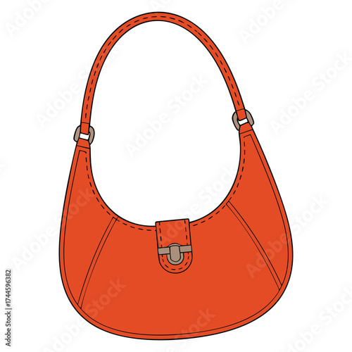Trendy female bag stylish red clutch for women beauty elegance and aesthetics fashionable accessory ideal for boutique advertising cartoon flat vector illustration isolated on white background