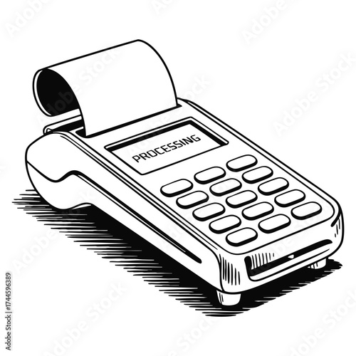 Vector doodle illustration of credit card reader hand drawn design element suitable for finance technology banking or payment system artwork
