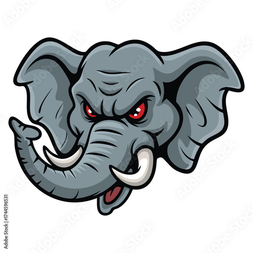 Vector illustration mascot of angry elephant ideal for sports o design cartoon character or strong aggressive wildlife creative themed artwork