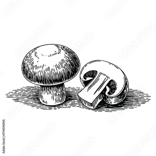 Vector illustration of hand drawn mushroom portobello sketch isolated minimalistic design perfect for natural organic products botany agriculture themed visuals
