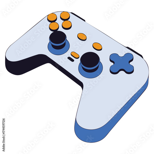 Vector illustration of modern gaming controller isolated on white background perfect for gaming technology entertainment digital poster or creative design concepts