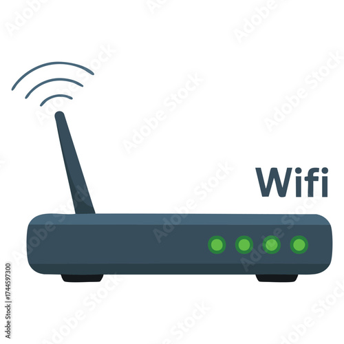 Vector illustration of wi fi icon wireless router device isolated drop shadow symbol suitable for internet access logo raster silhouette design concept
