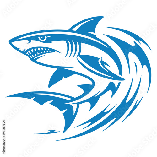 Vector illustration of tribal design shark silhouette ideal for o artwork predator ocean tribal style creative and decorative graphic design