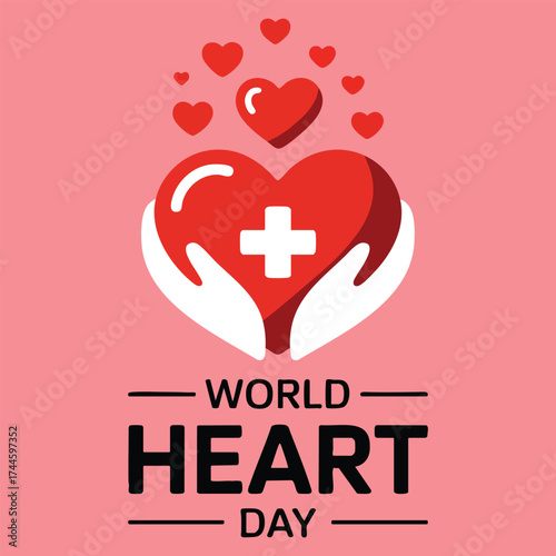 Vector illustration of World Heart Day heart design celebration ideal for awareness health check prevention and internal organ care creative artwork