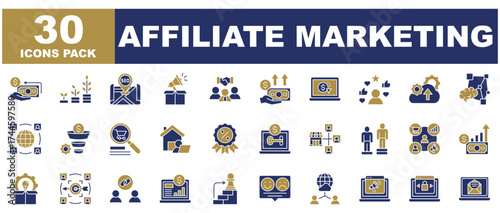 Affiliate Marketing dual tone icons set collection