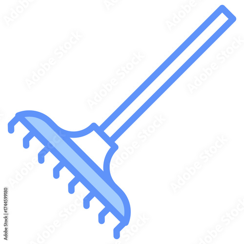 Rake Outline Blue Color Icon
