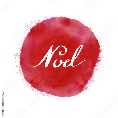 Noel, Christmas Calligraphy, Christian Faith on Watercolor
