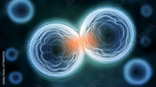 미시적 세계에서 분열된 세포를 보여주는 일러스트-llustration showing a divided cell in the microscopic world 