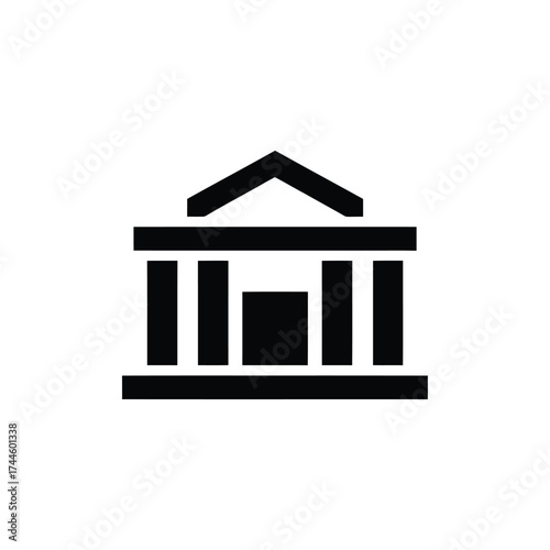 Black Silhouette Of Building With Columns On Transparent Background Design