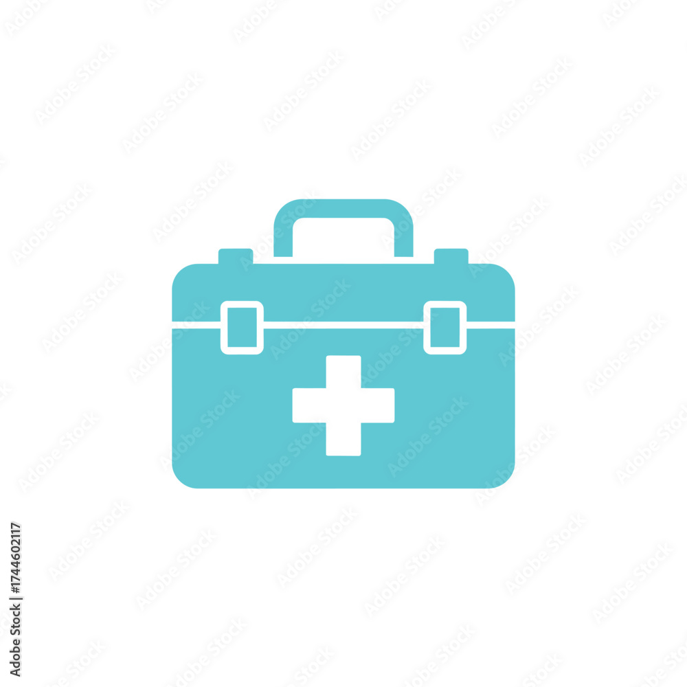 Obraz premium First Aid Kit Isolated on White, Simple Medical Box Icon with Transparent Background