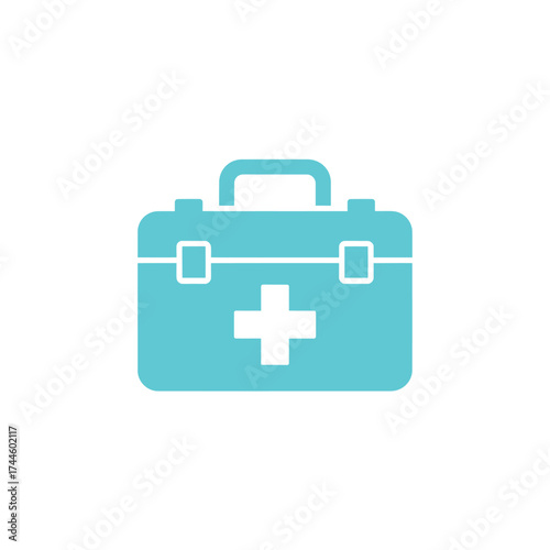 First Aid Kit Isolated on White, Simple Medical Box Icon with Transparent Background