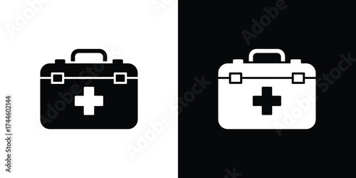 First Aid Kit, Isolated Icon With Handle and Cross, Medical Emergency Box Symbol