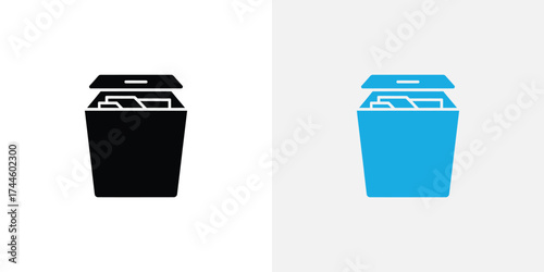 Folder Icon with Visible Documents, Two Color Variations, Transparent Background